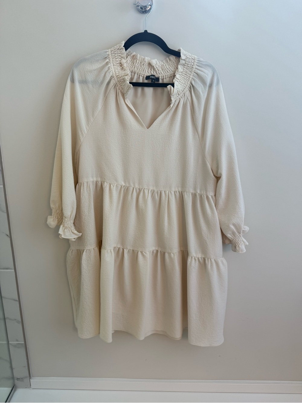Wishlist Cream Ruffled Neck Dress